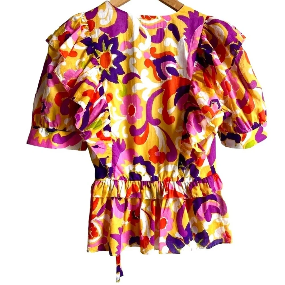 JCrew Ruffle Wrap “Ratti Curly” Top-size S - Picture 3 of 5